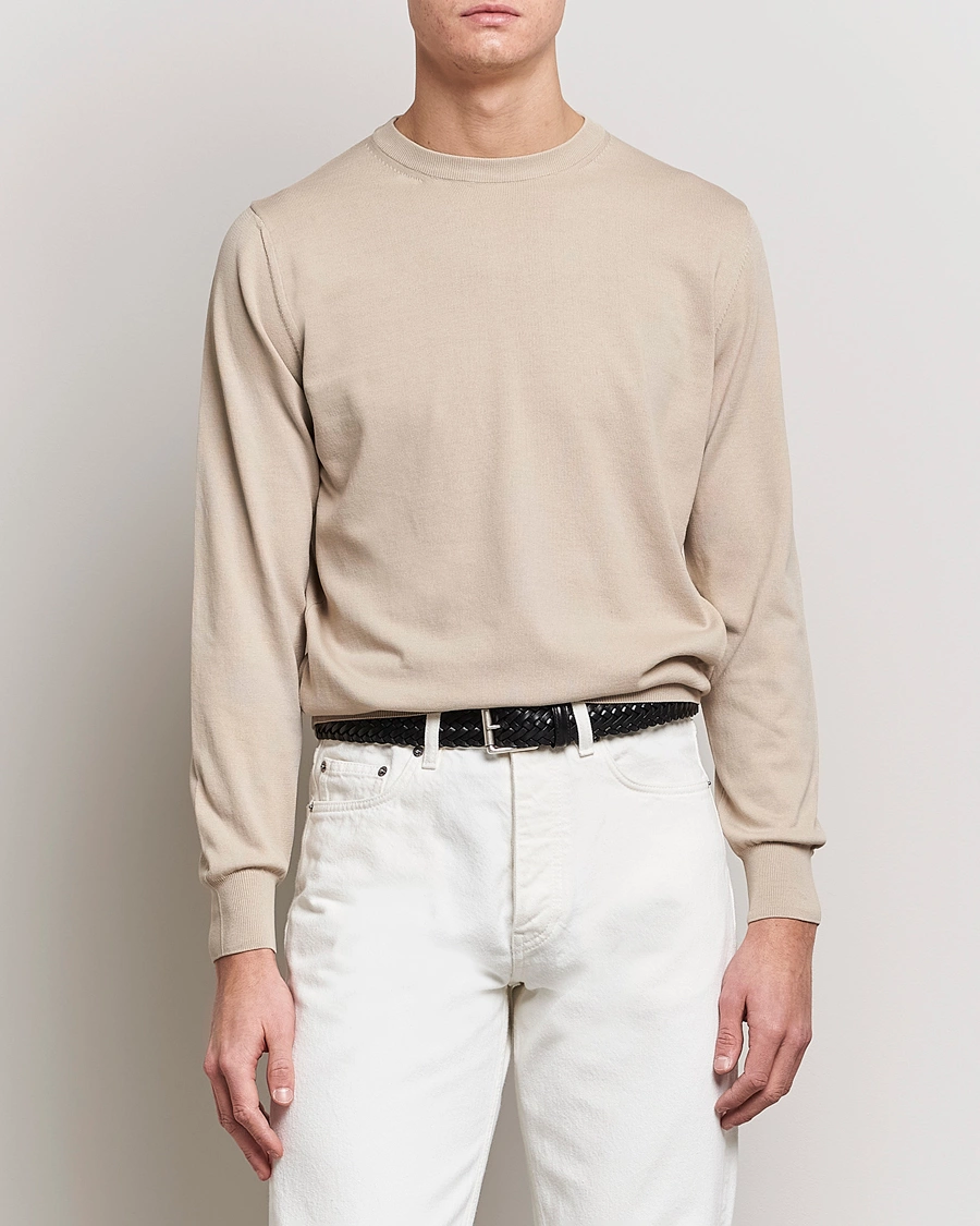 Men |  | Canali | Cotton Crew Neck Pullover Beige