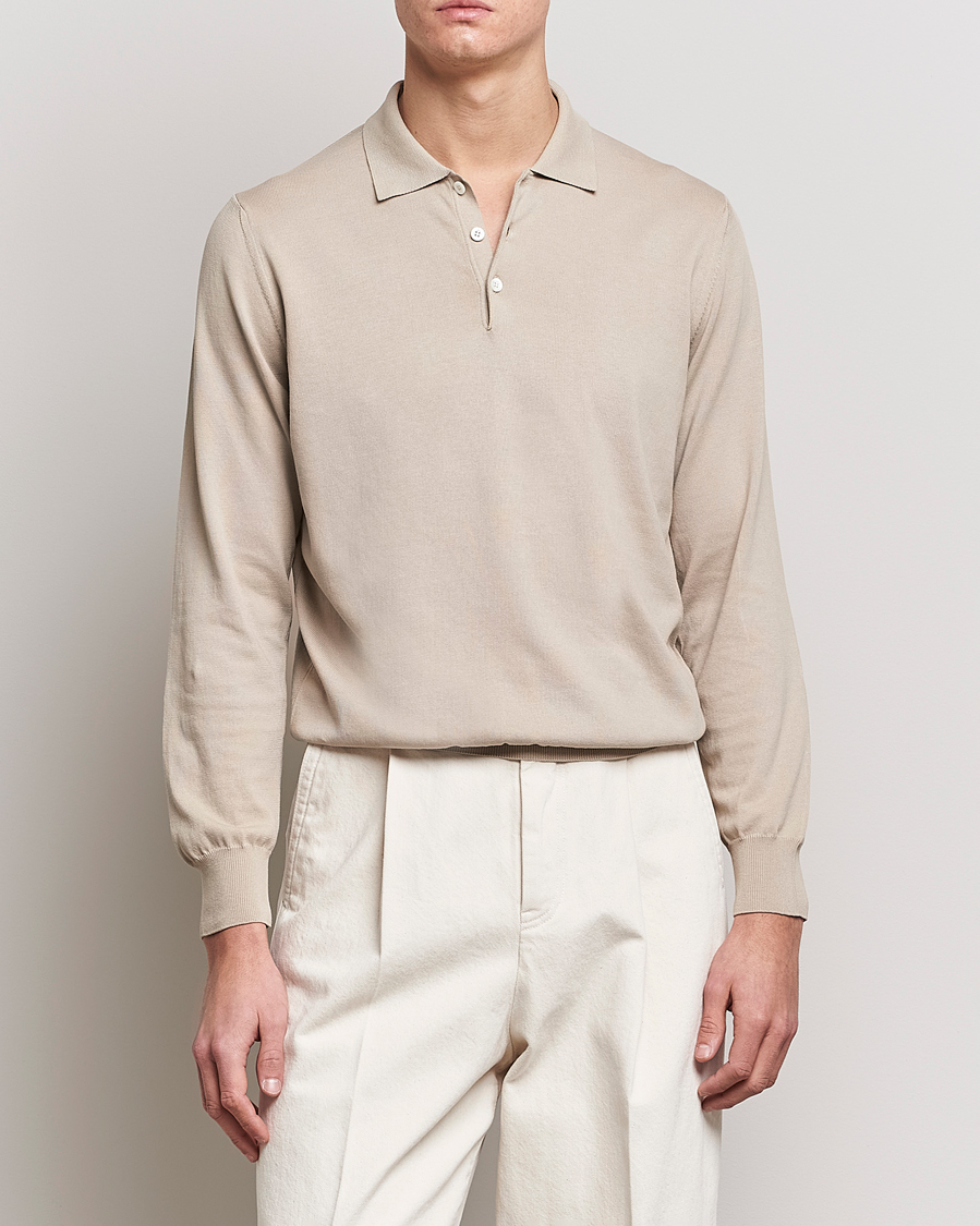 Herren | Kleidung | Canali | Cotton Long Sleeve Polo Beige