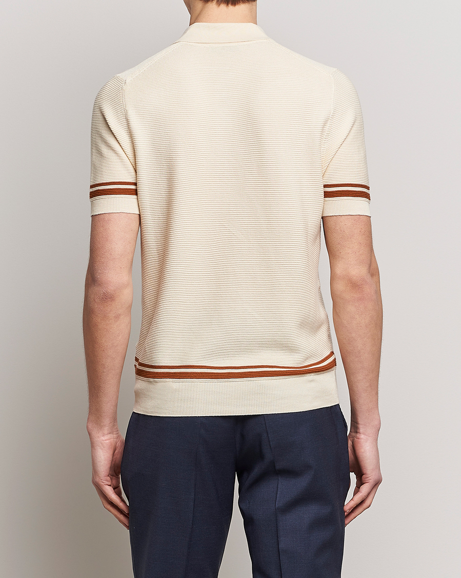Herren | Pullover | Canali | Short Sleeve Knitted Polo Beige