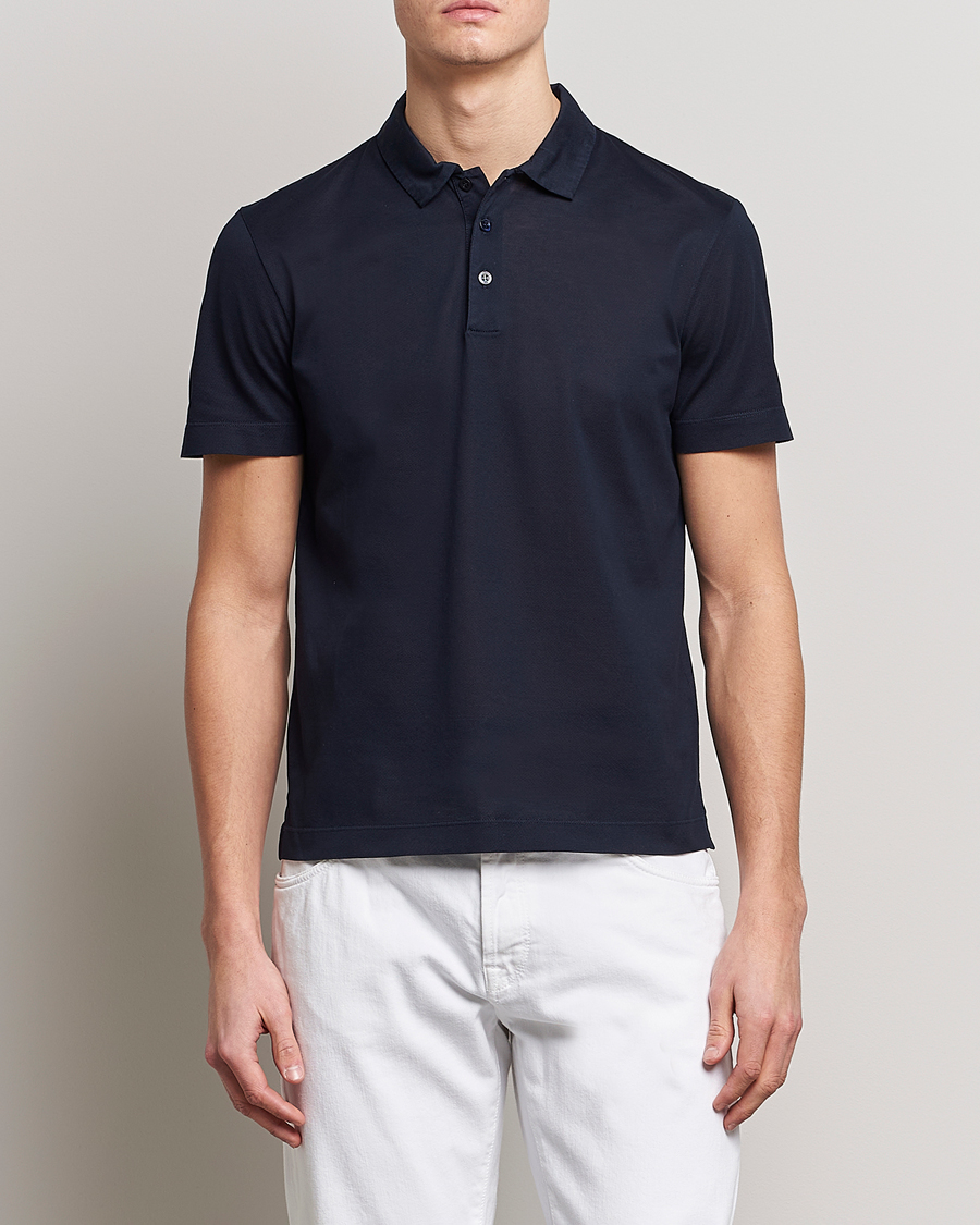 Herren | Poloshirts | Canali | Short Sleeve Polo Pique Navy