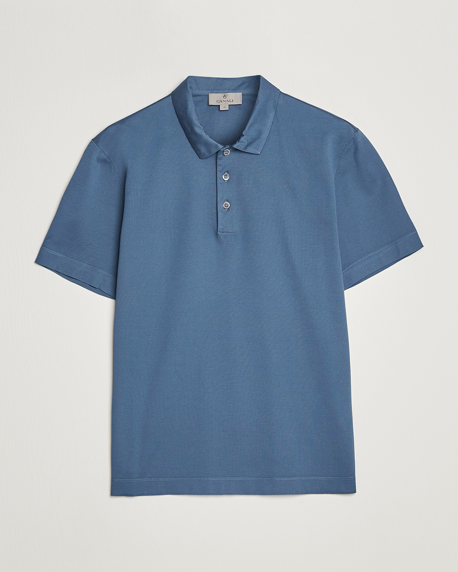 Herren | Poloshirts | Canali | Short Sleeve Polo Pique Steel Blue