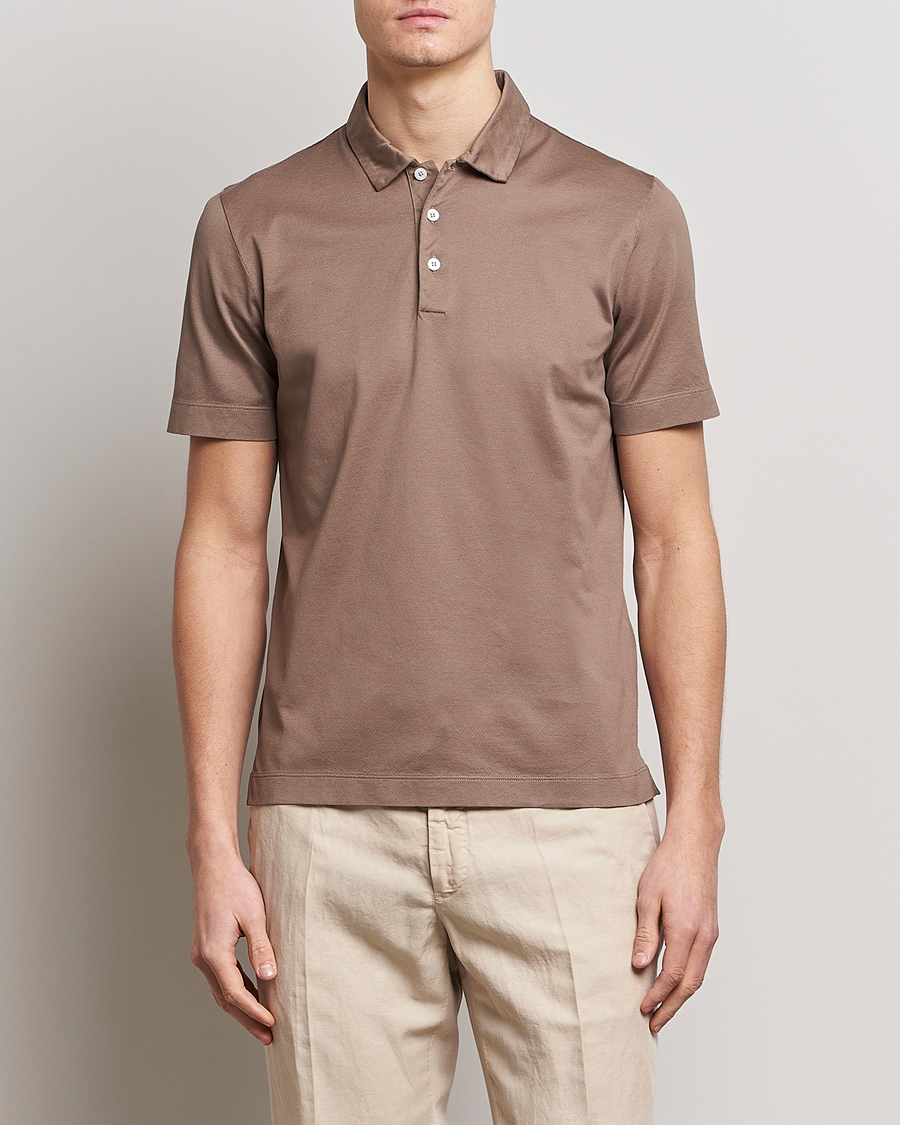 Herren | Poloshirts | Canali | Short Sleeve Polo Pique Taupe