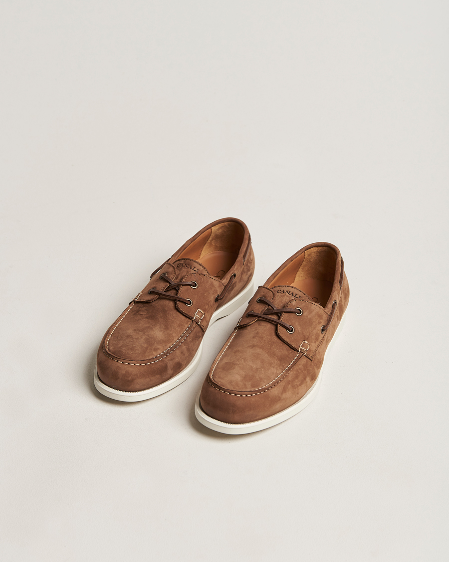 Herren | Canali Boat Shoes Dark Brown Nubuck | Canali | Boat Shoes Dark Brown Nubuck