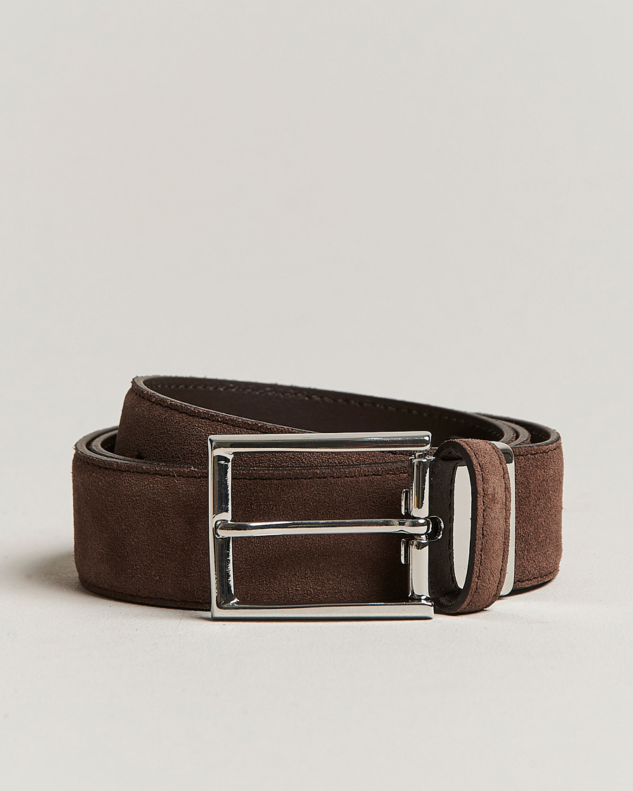 Herren | Canali Classic Belt Dark Brown Suede | Canali | Classic Belt Dark Brown Suede