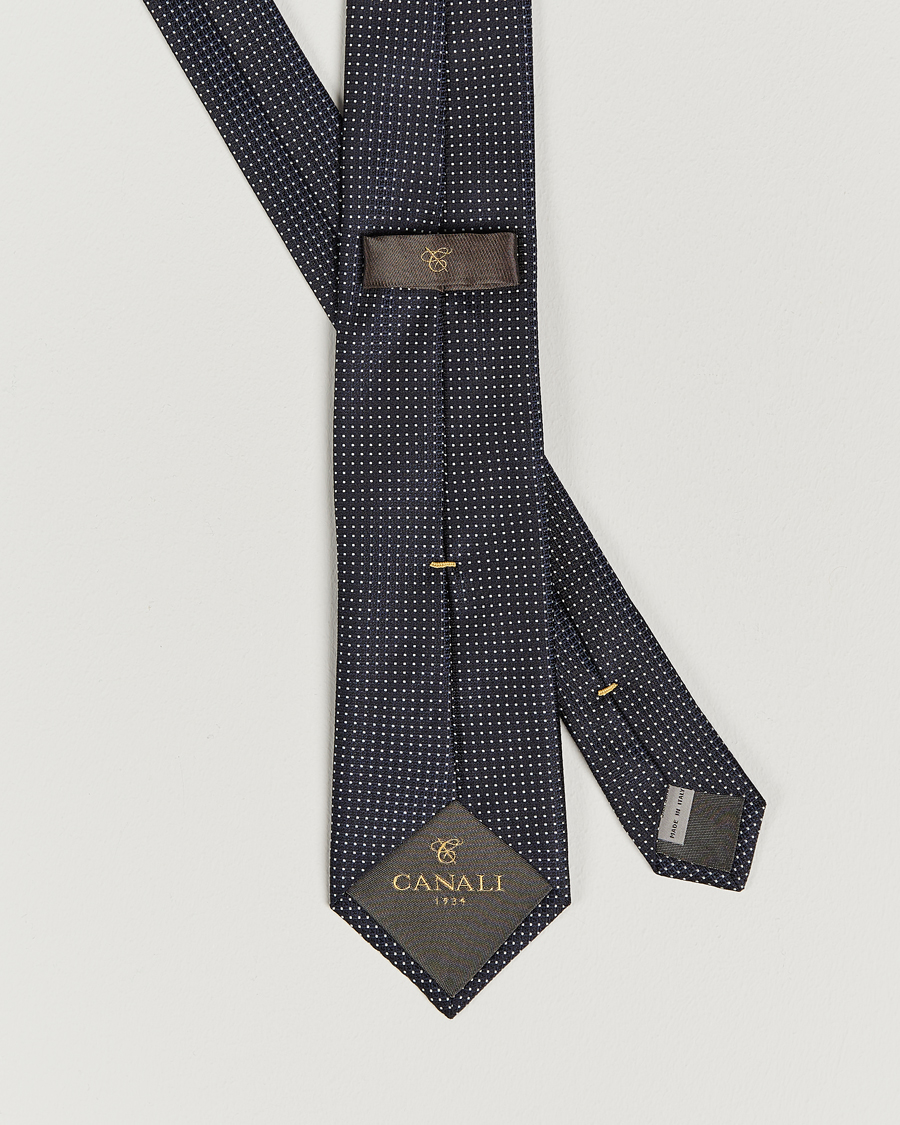 Herren | Canali Micro Jacquard Silk Tie Navy | Canali | Micro Jacquard Silk Tie Navy