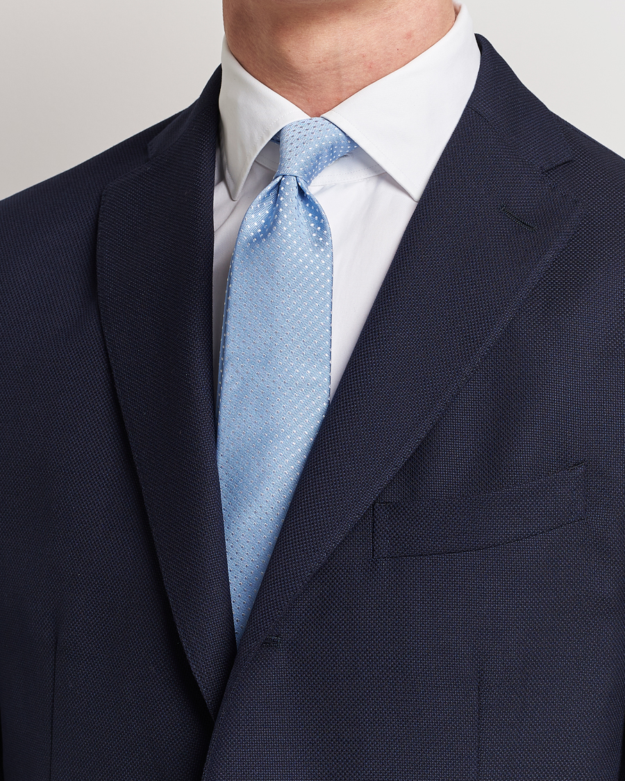 Herren | Canali Micro Dot Silk Tie Light Blue | Canali | Micro Dot Silk Tie Light Blue