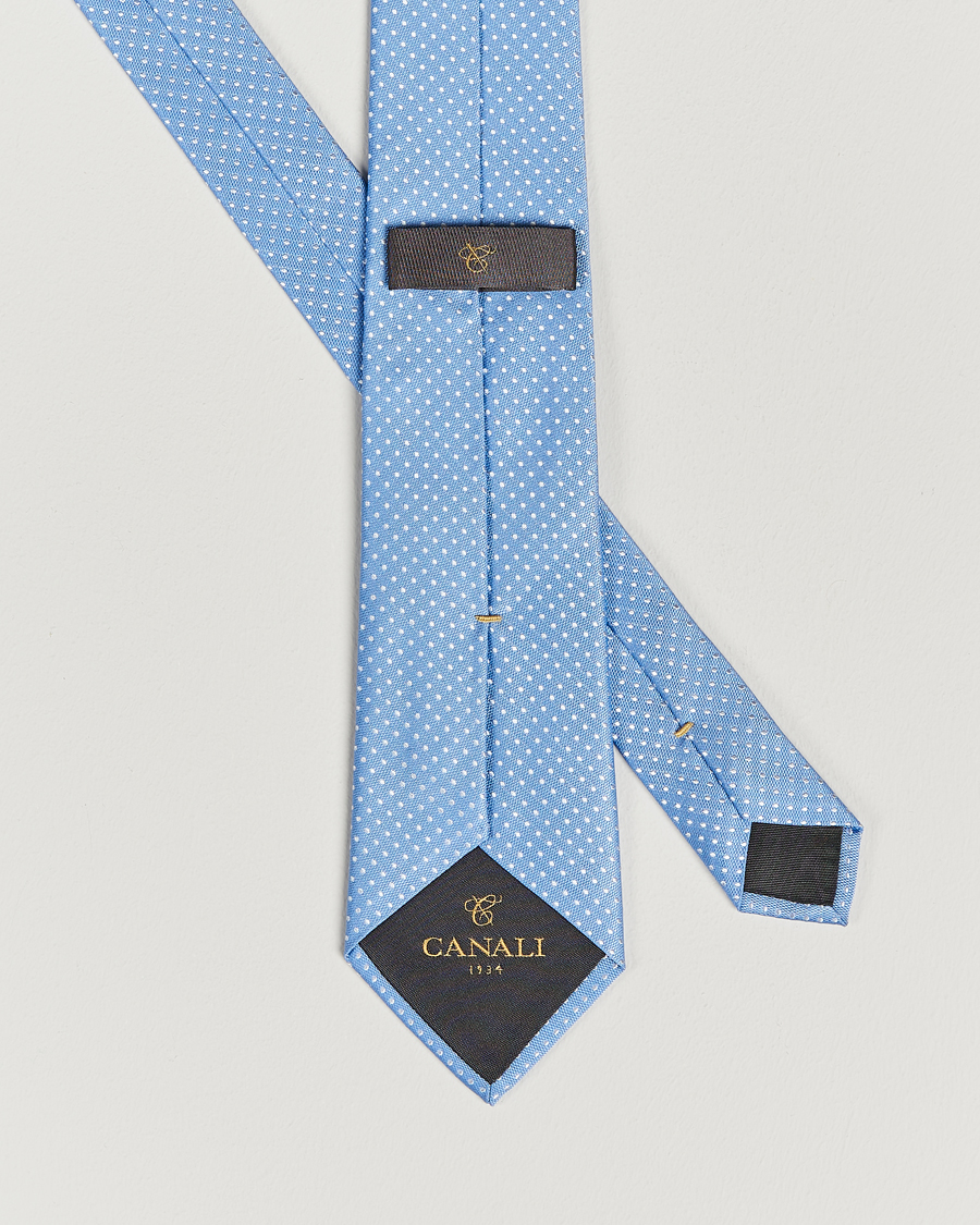 Herren | Canali Micro Dot Silk Tie Light Blue | Canali | Micro Dot Silk Tie Light Blue