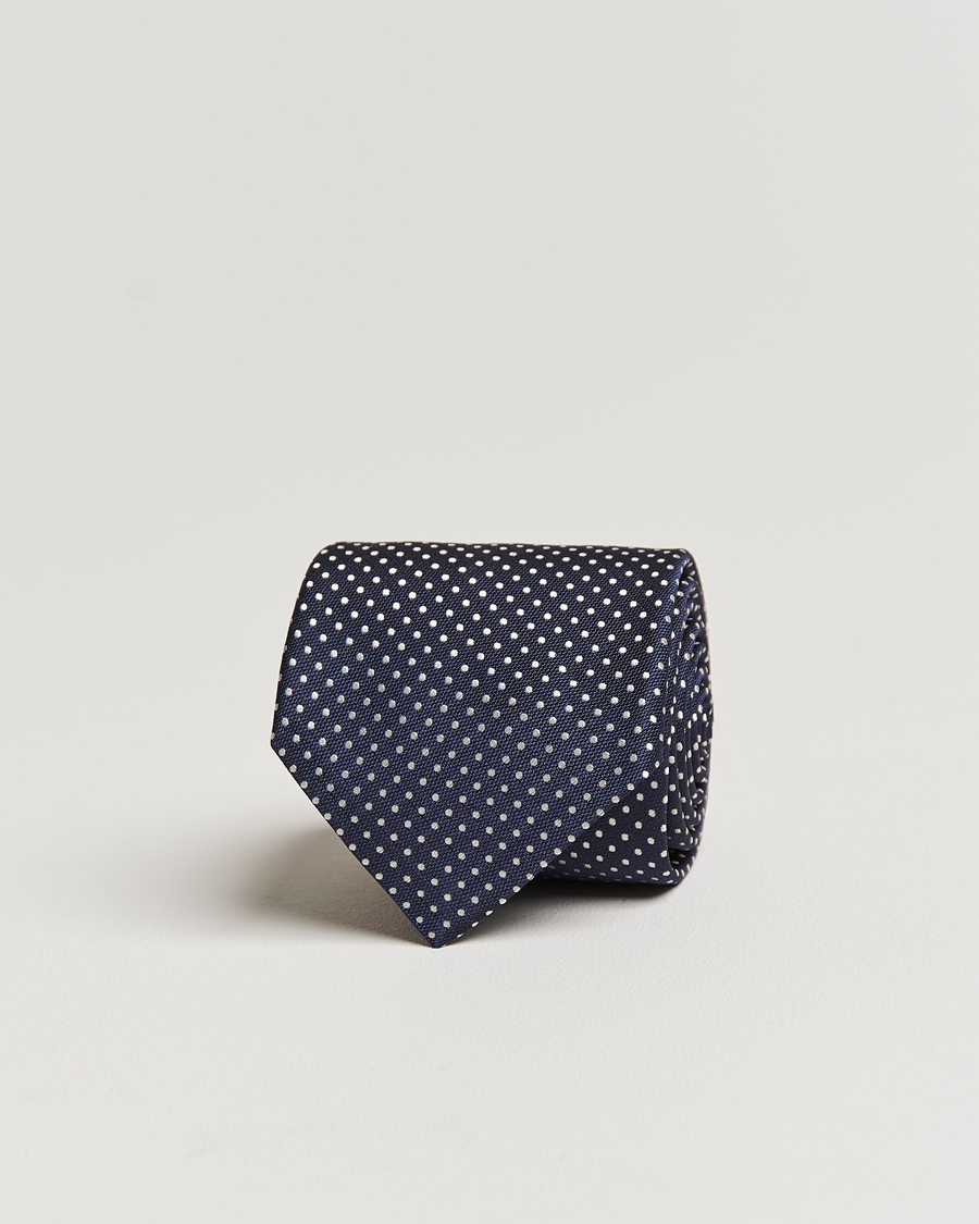 Herren | Canali Micro Dot Silk Tie Navy | Canali | Micro Dot Silk Tie Navy