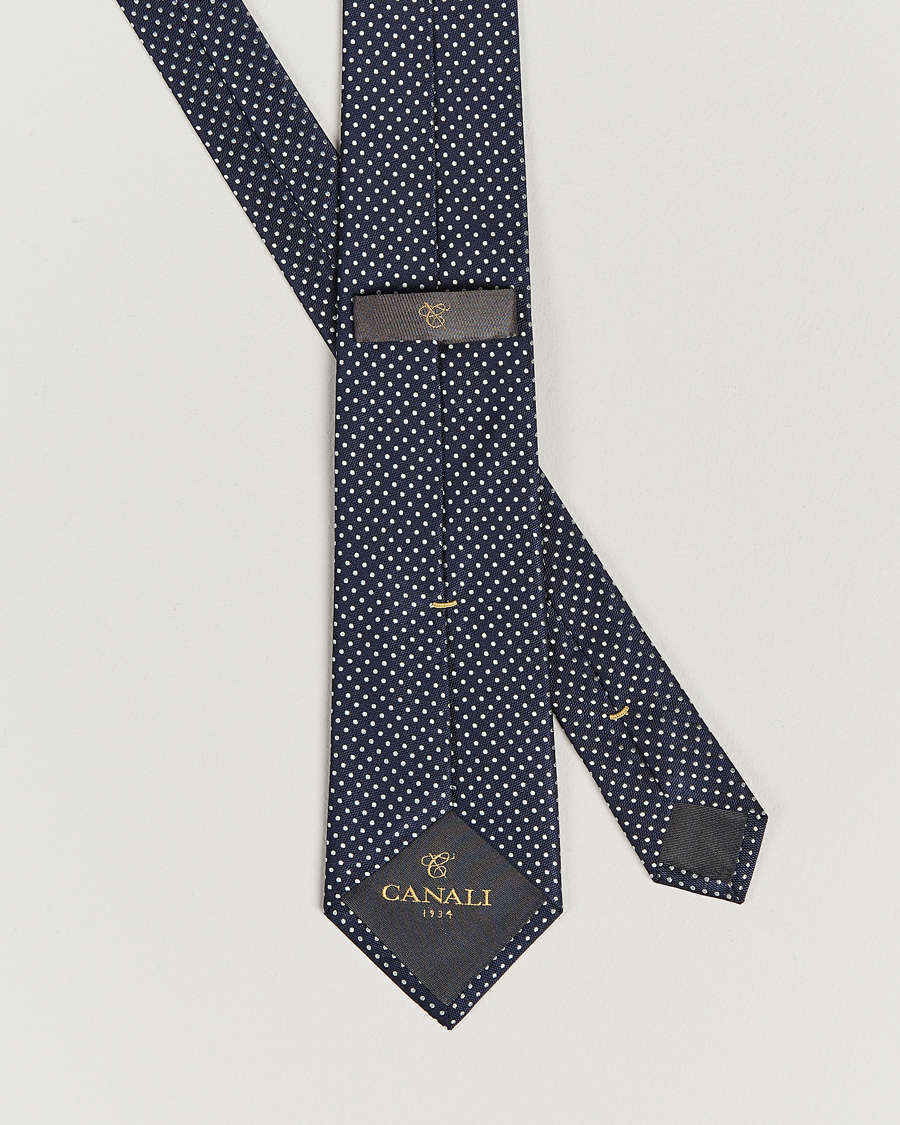 Herren | Canali Micro Dot Silk Tie Navy | Canali | Micro Dot Silk Tie Navy