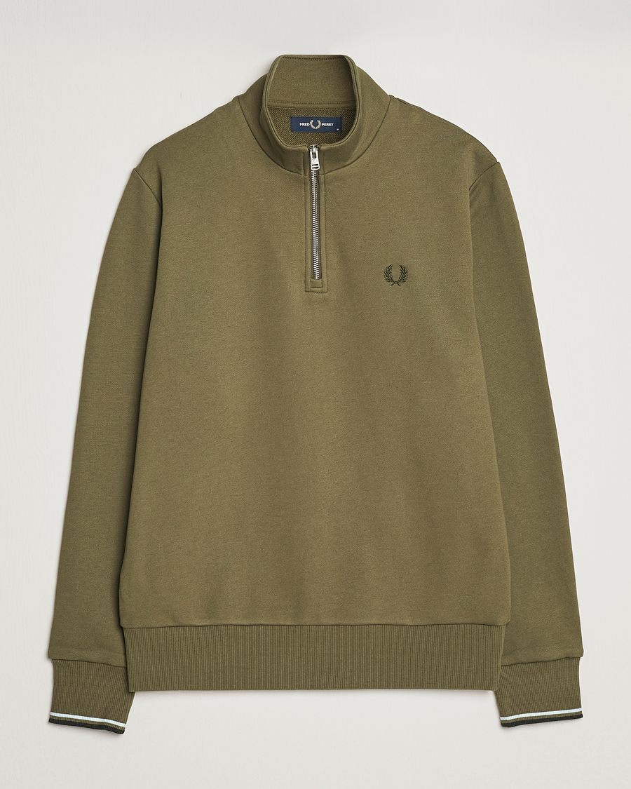 Herren | Pullover | Fred Perry | Half Zip Sweatshirt Uniform Green