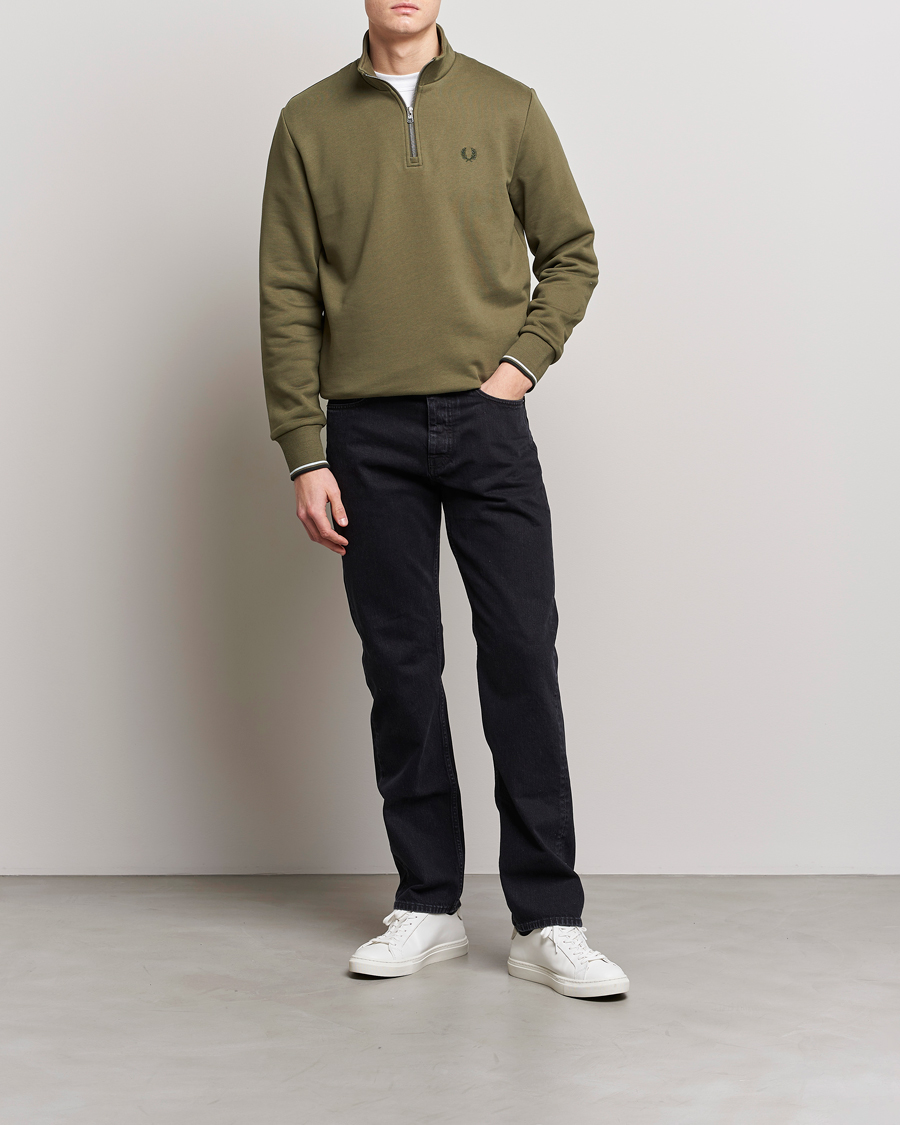 Herren | Pullover | Fred Perry | Half Zip Sweatshirt Uniform Green