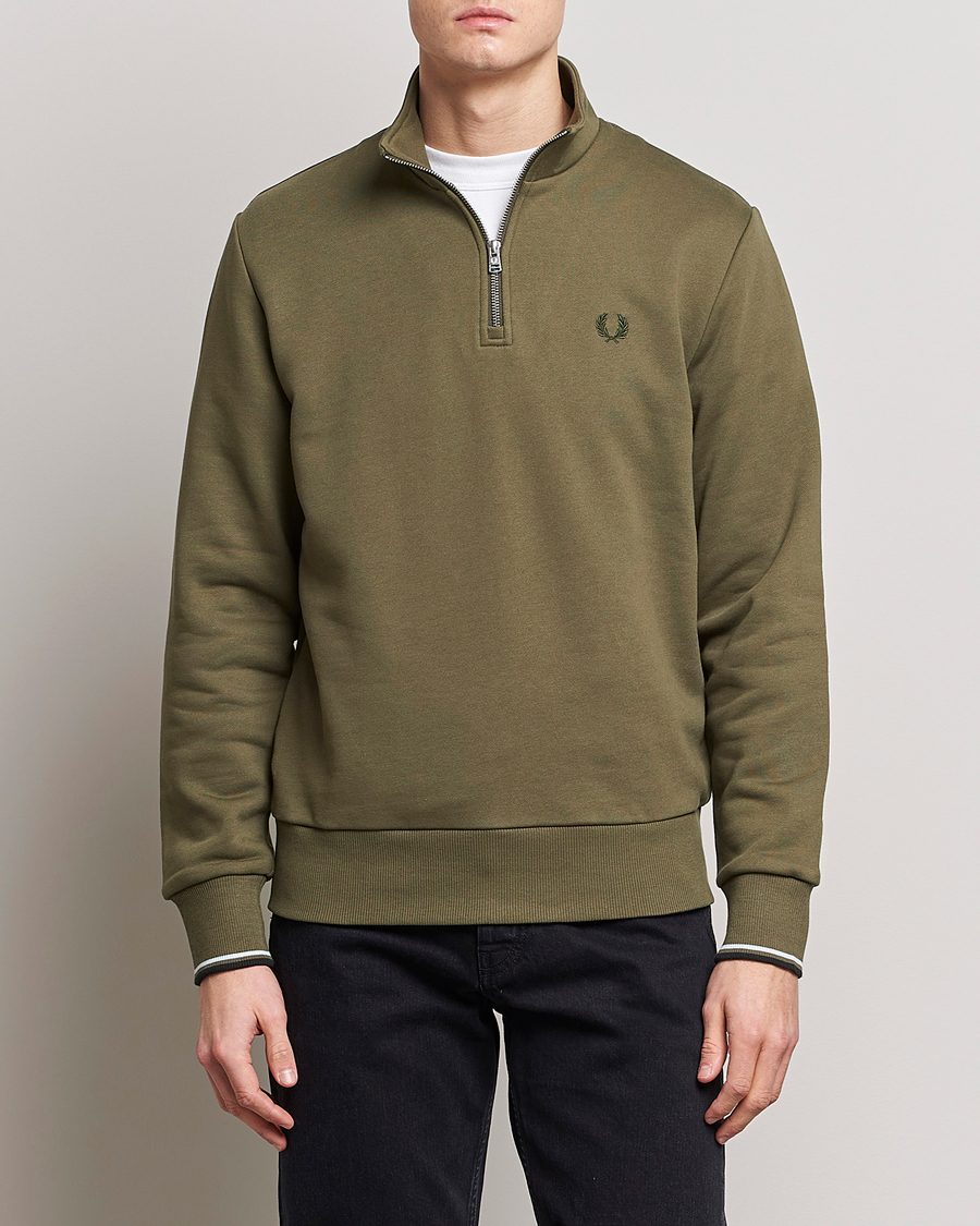 Herren | Pullover | Fred Perry | Half Zip Sweatshirt Uniform Green