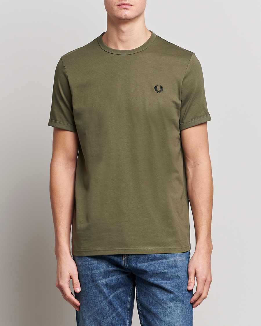 Herren | T-Shirts | Fred Perry | Ringer T-Shirt Unifrom Green