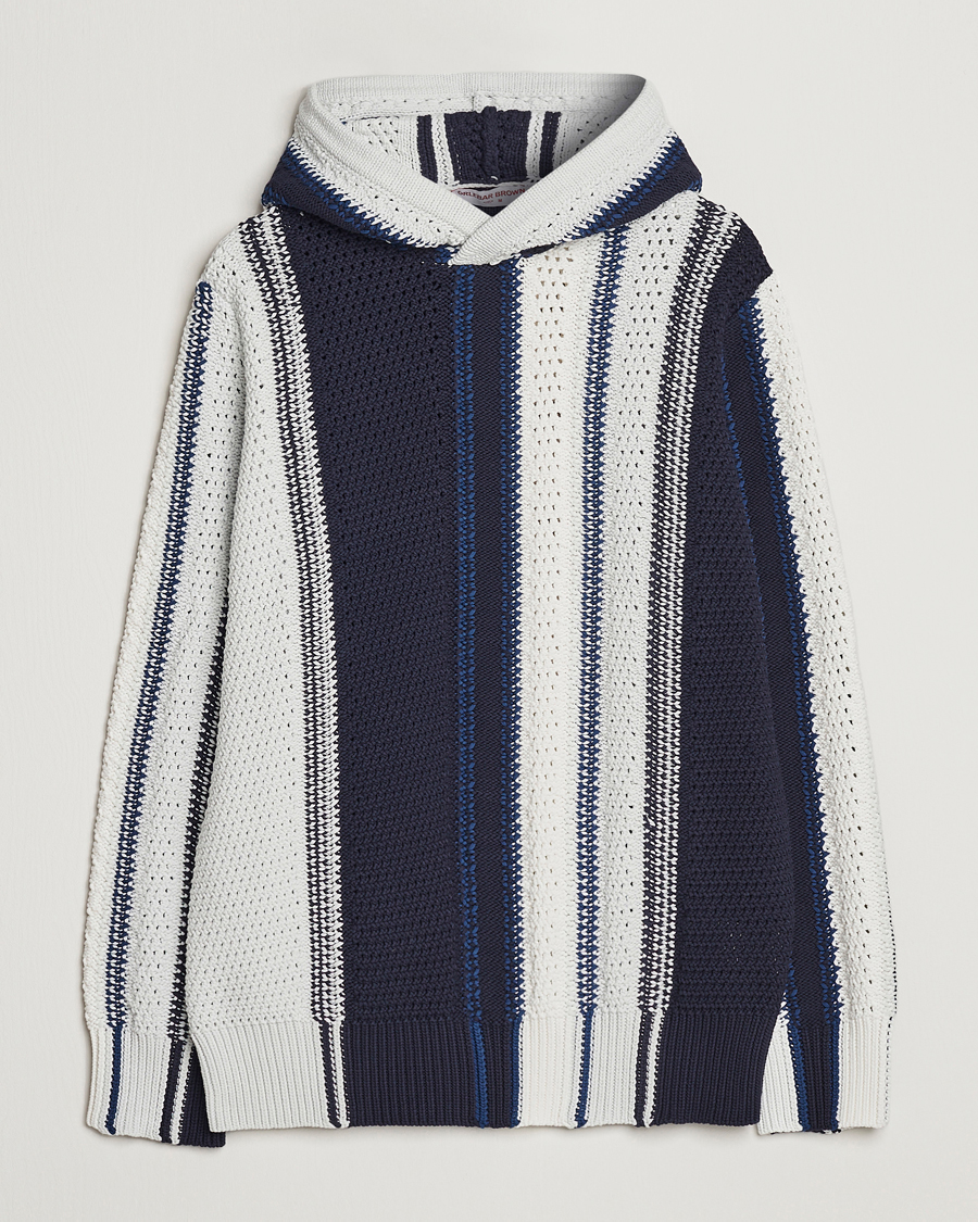 Herren | Pullover | Orlebar Brown | Kirk Tanami Striped Cotton Hood Sea Mist/Night Iris