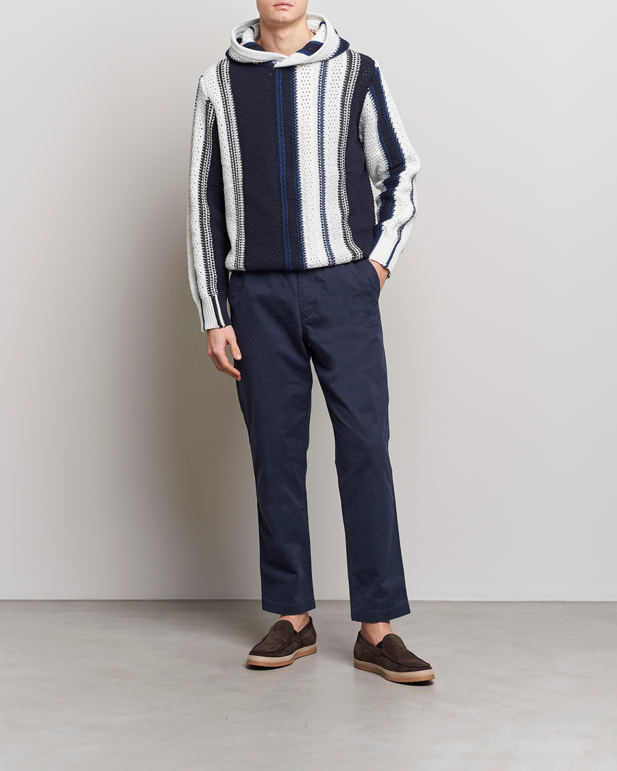 Herren | Pullover | Orlebar Brown | Kirk Tanami Striped Cotton Hood Sea Mist/Night Iris