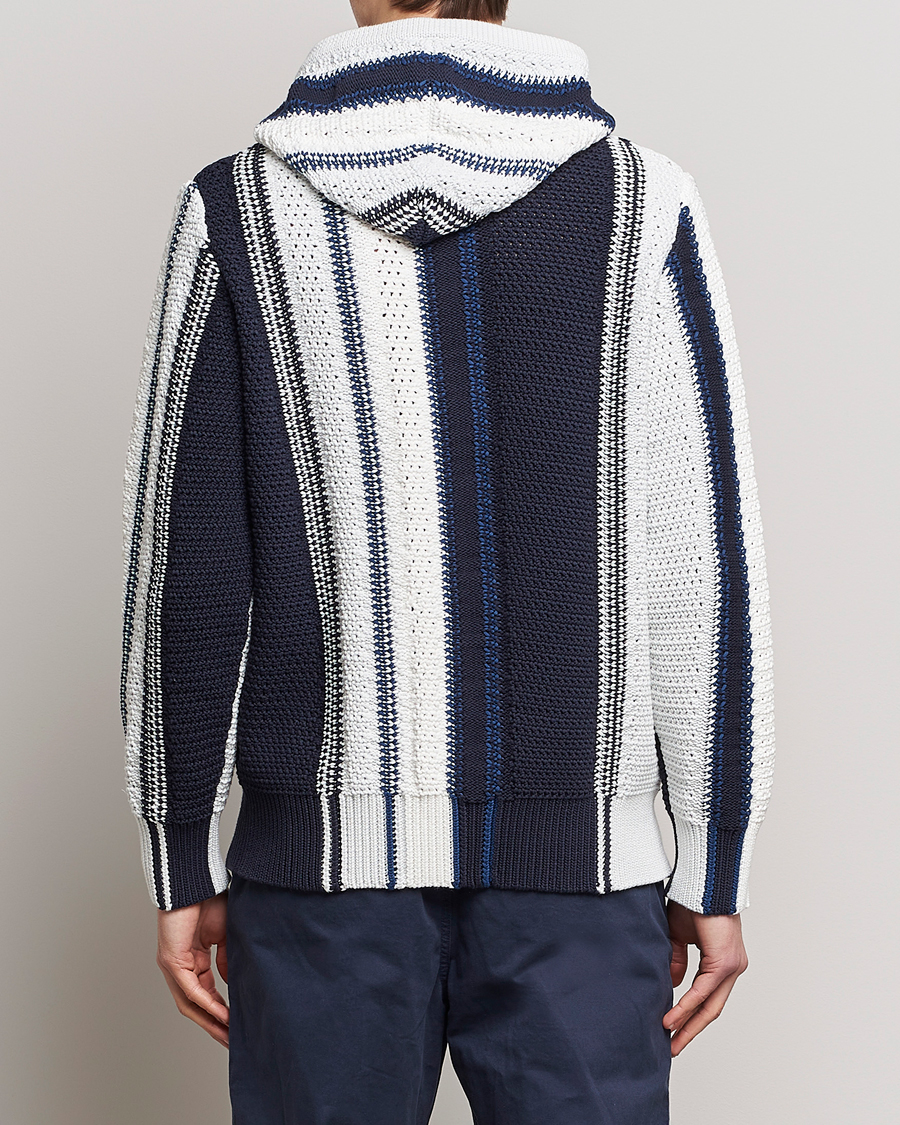 Herren | Pullover | Orlebar Brown | Kirk Tanami Striped Cotton Hood Sea Mist/Night Iris