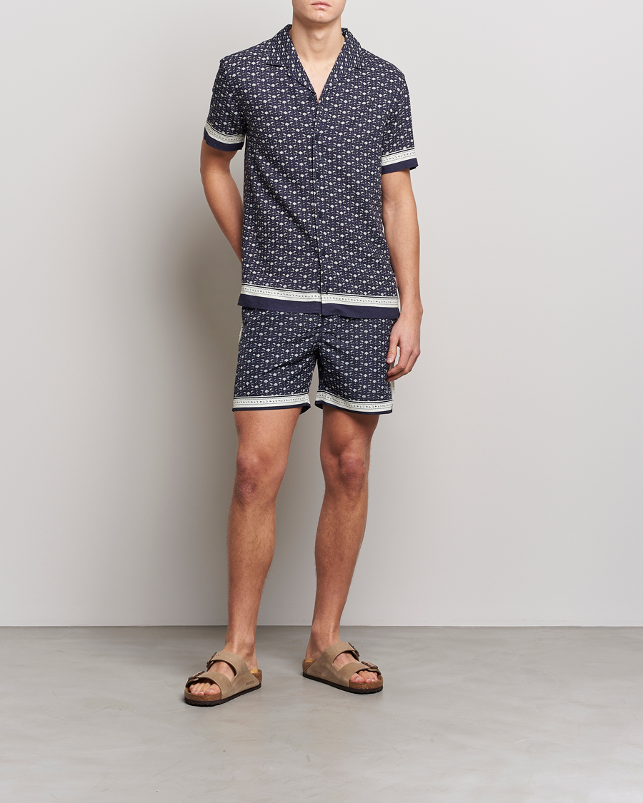 Herren | Hemden | Orlebar Brown | Hibbert Bandana Viscose/Linen Shirt Dark Sapphire