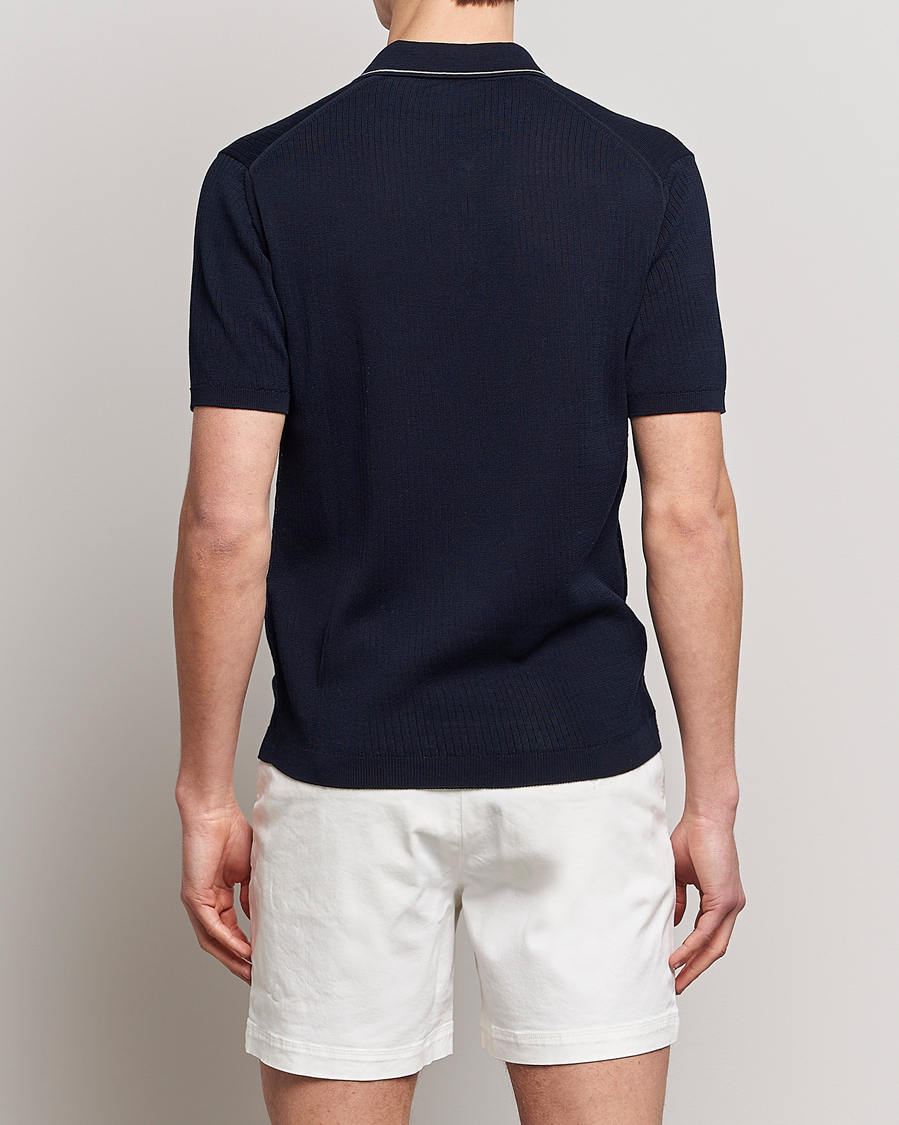 Herren | Poloshirts | Orlebar Brown | Maranon Organic Cotton Rib Tipping Polo Night Iris