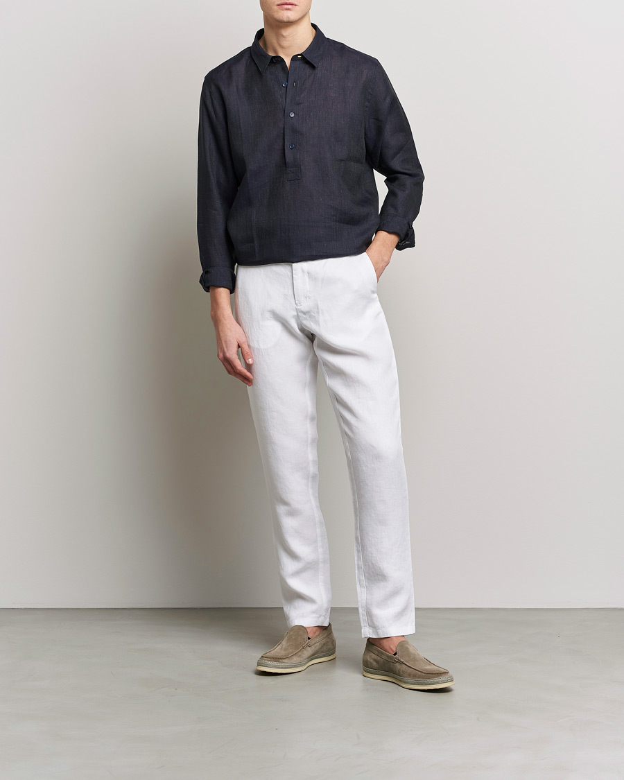 Herren | Hemden | Orlebar Brown | Percy Smart Linen Shirt Dark Navy