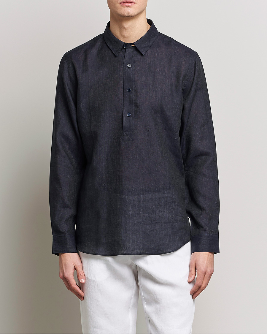 Herren | Hemden | Orlebar Brown | Percy Smart Linen Shirt Dark Navy