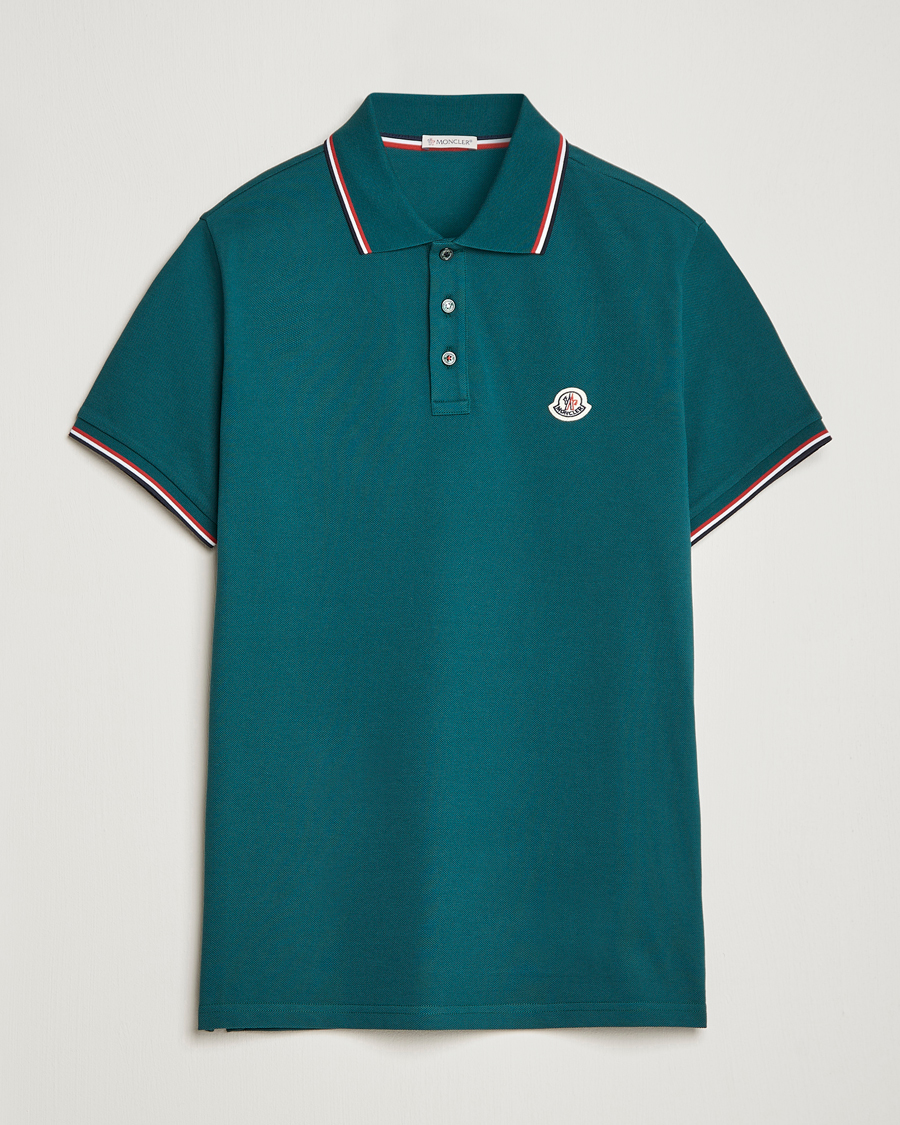 Herren | Poloshirts | Moncler | Contrast Rib Polo Bottle Green