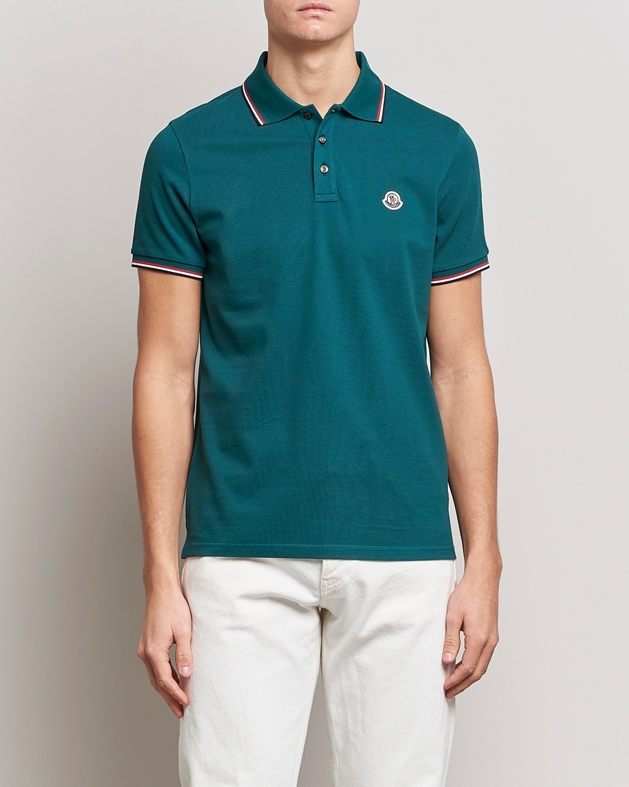 Herren | Poloshirts | Moncler | Contrast Rib Polo Bottle Green