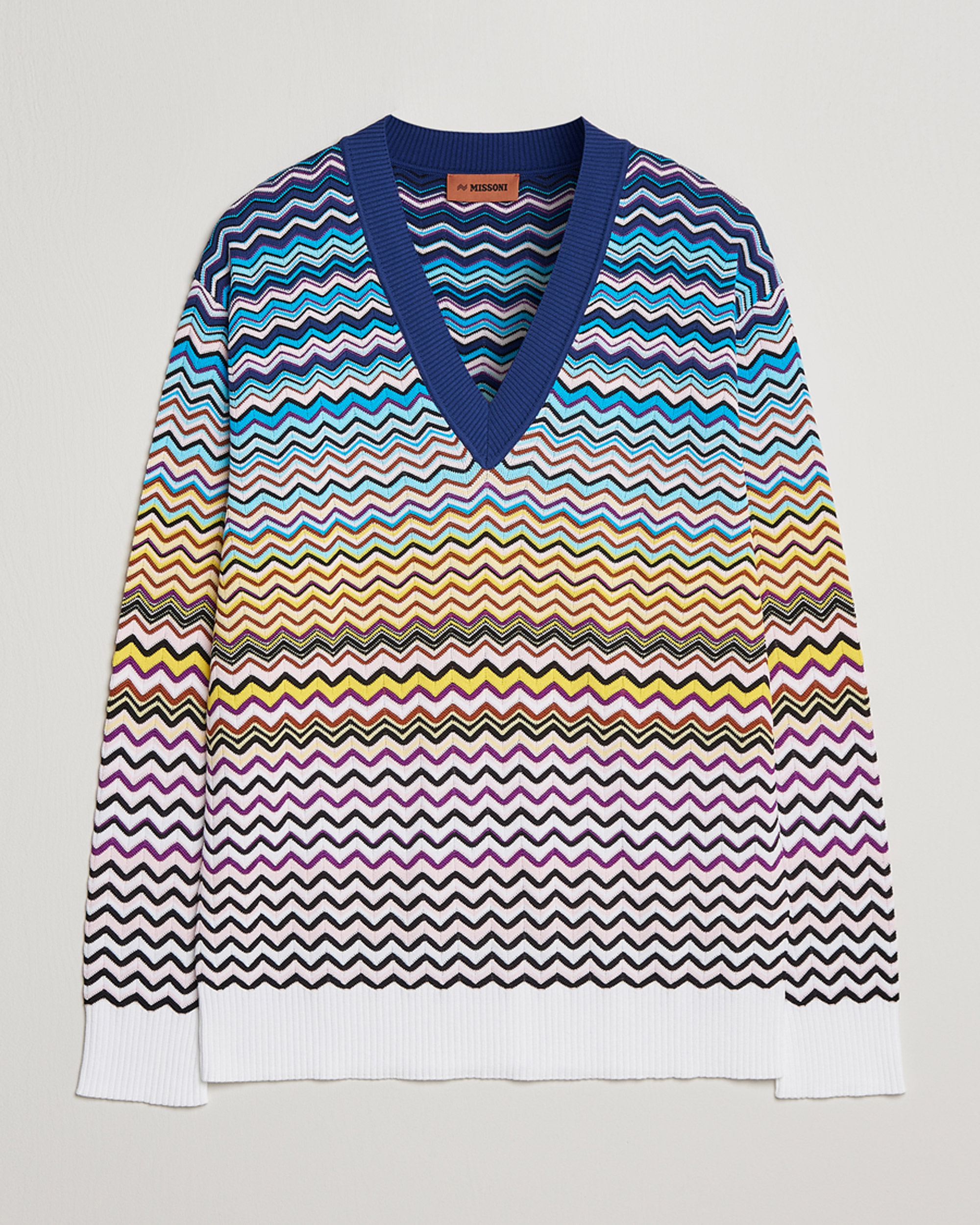 Herren | Pullover | Missoni | V-Neck Chevron Sweater Blue/Yellow