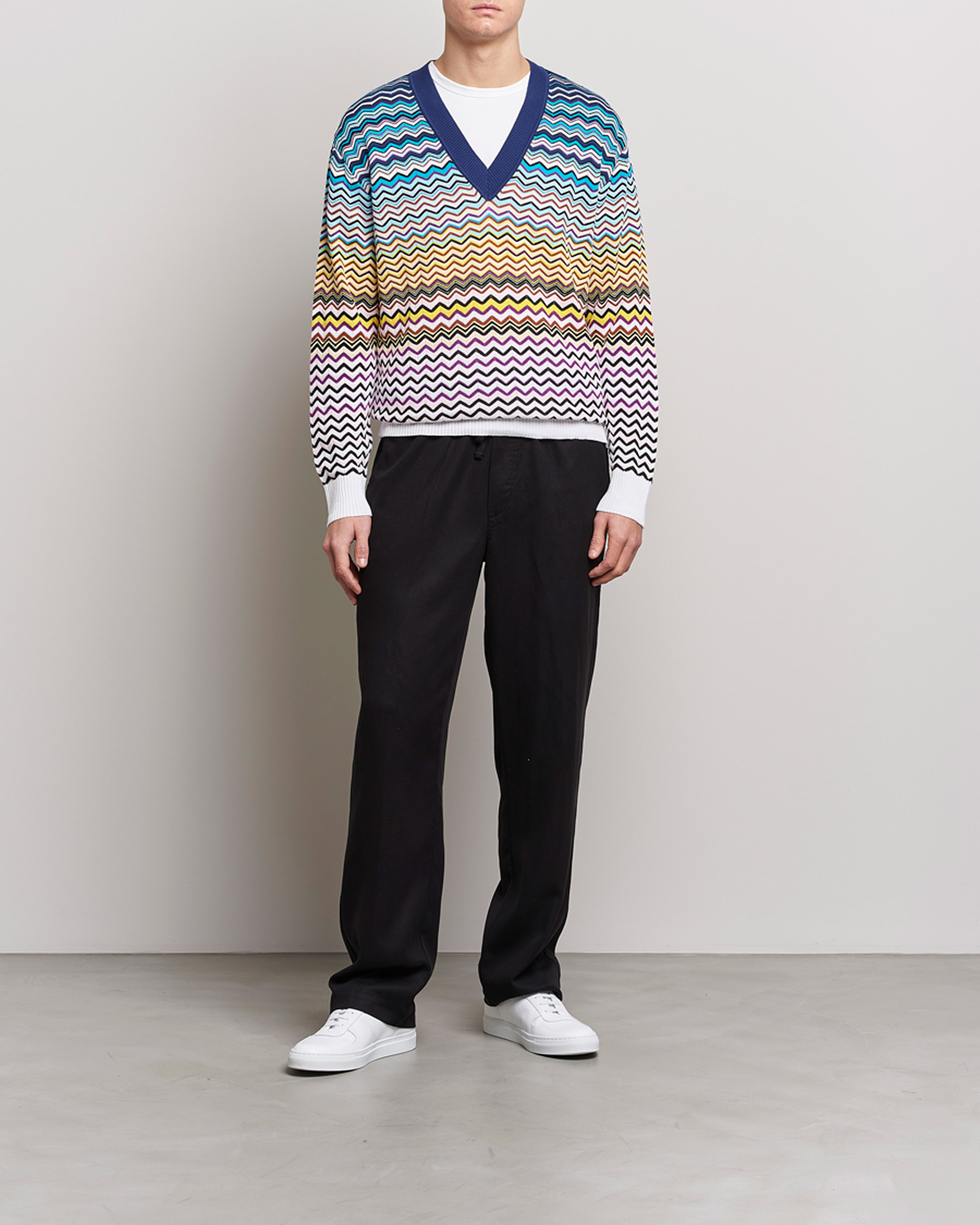 Herren | Pullover | Missoni | V-Neck Chevron Sweater Blue/Yellow