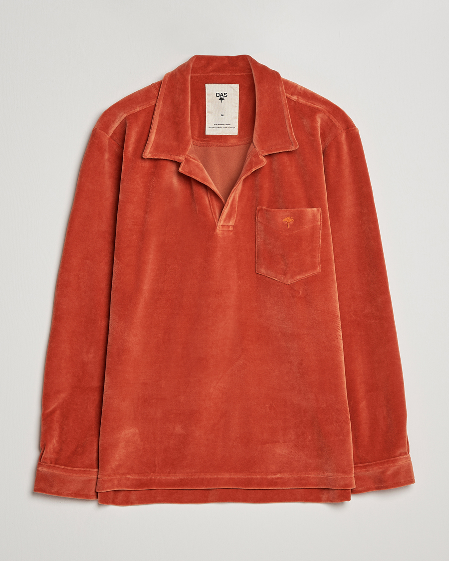 Herren | Hemden | OAS | Long Sleeve Velour Shirt Burnt Orange