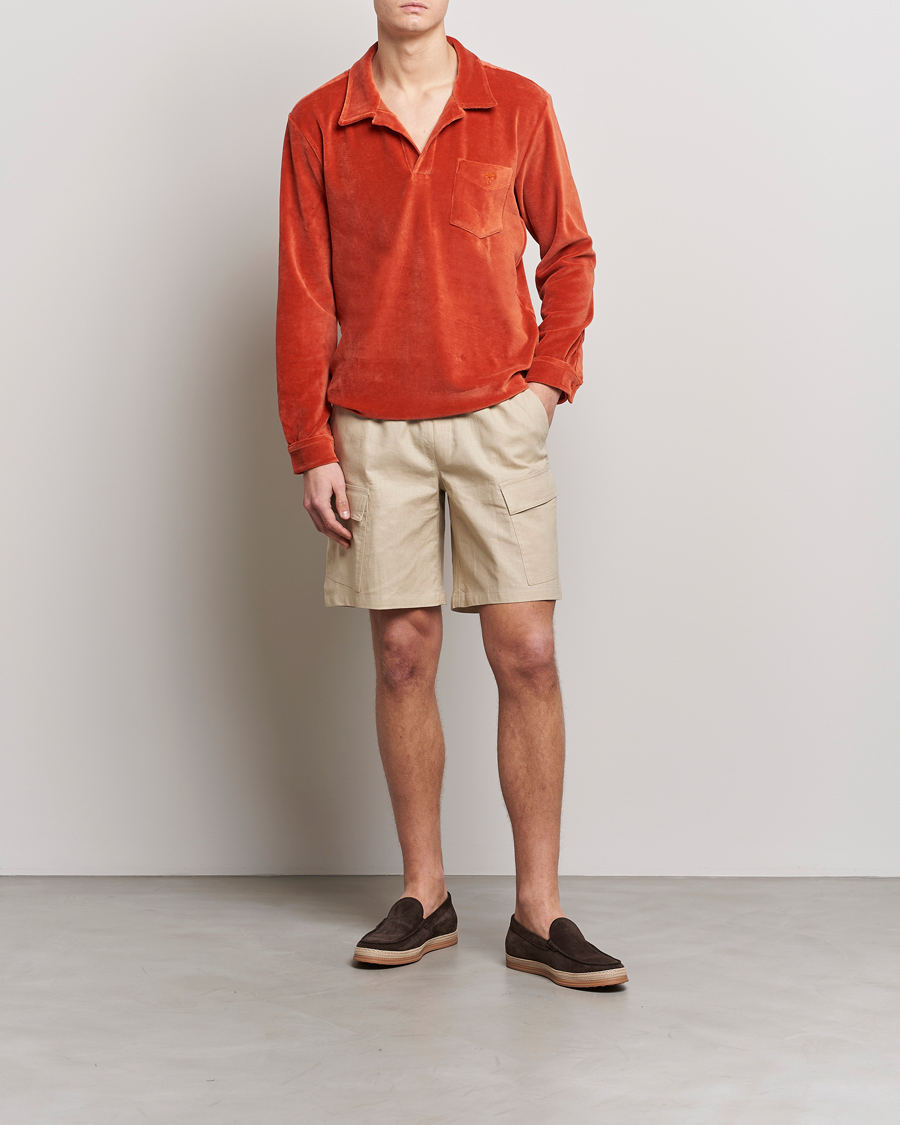 Herren | Hemden | OAS | Long Sleeve Velour Shirt Burnt Orange