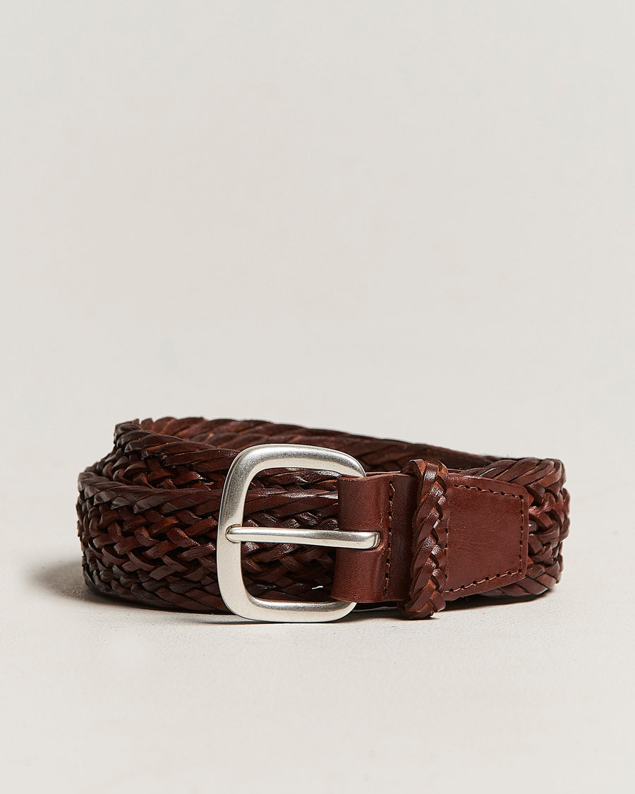 Herren | Orciani Braided Leather Belt 3,5 cm Cognac | Orciani | Braided Leather Belt 3,5 cm Cognac