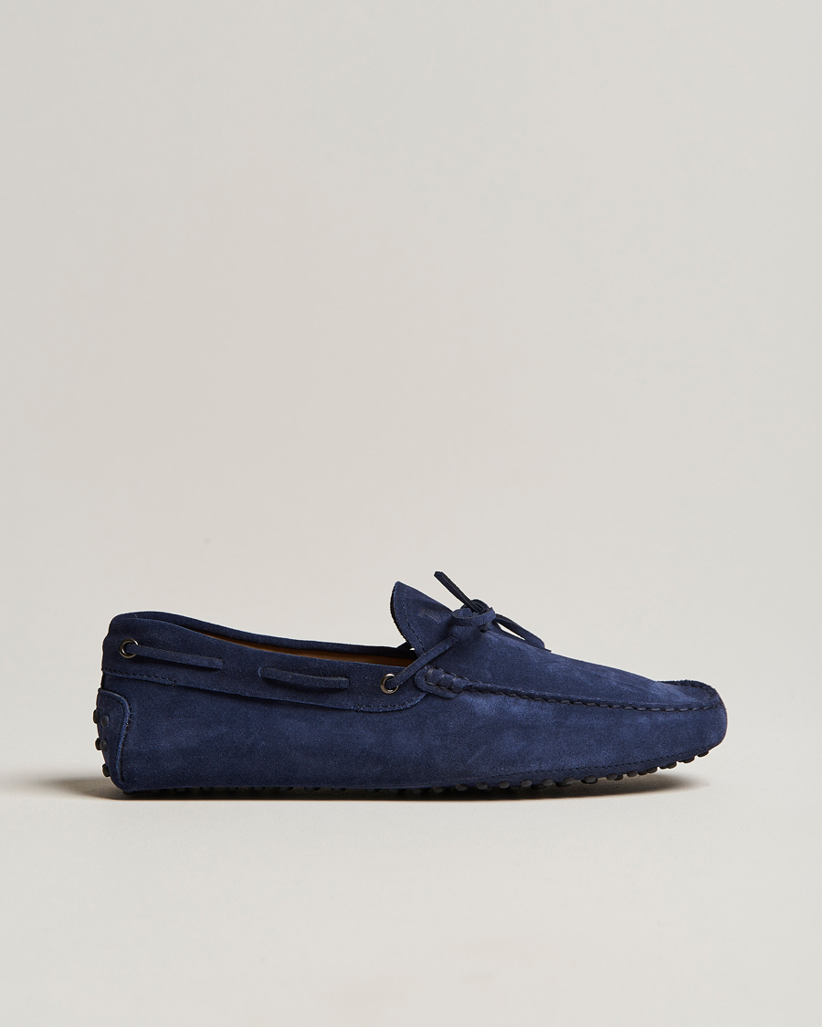 Herren | Tod's Laccetto Gommino Carshoe Navy Suede | Tod's | Laccetto Gommino Carshoe Navy Suede