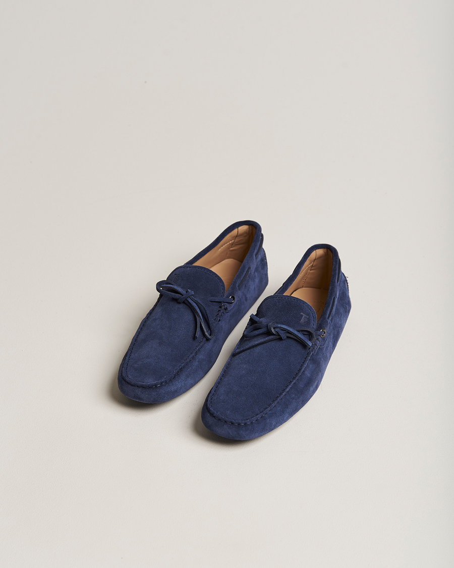 Herren | Tod's Laccetto Gommino Carshoe Navy Suede | Tod's | Laccetto Gommino Carshoe Navy Suede