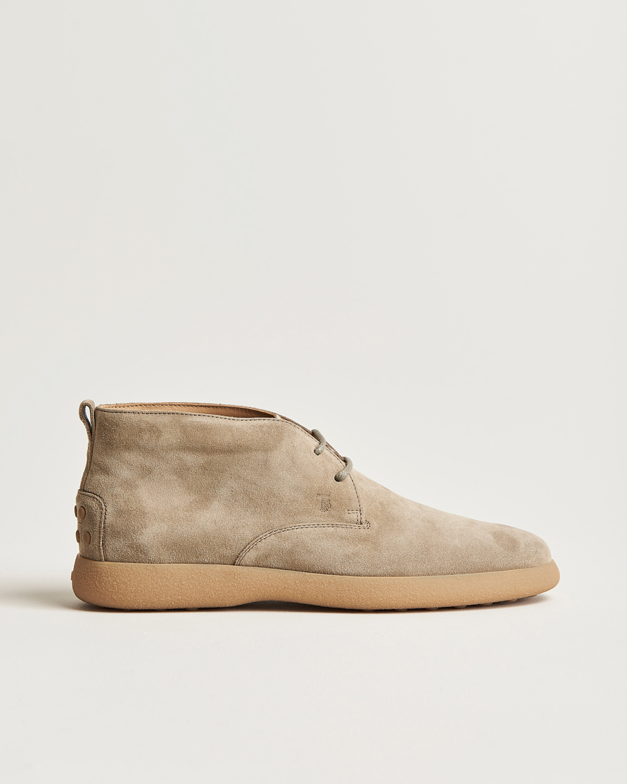 Herren | Tod's Gommino Chukka Boots Taupe Suede | Tod's | Gommino Chukka Boots Taupe Suede