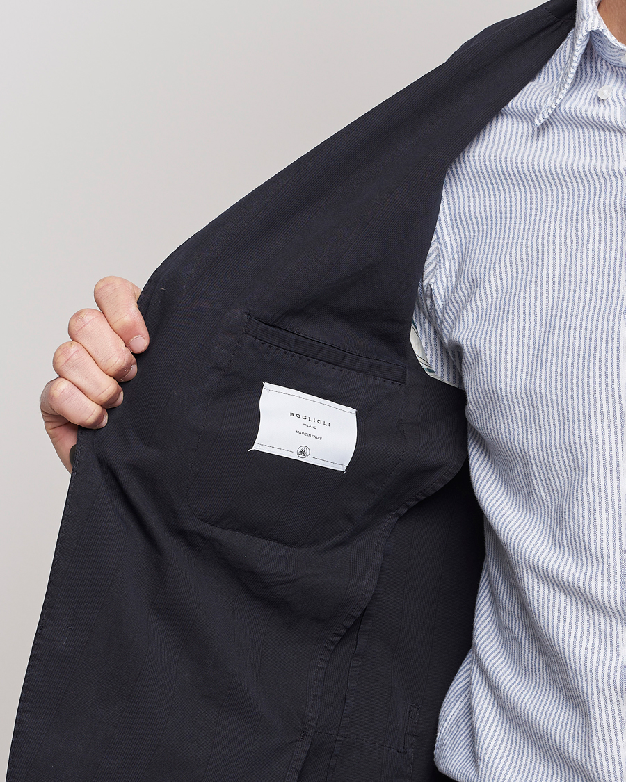 Herren | Sakkos | Boglioli | Cotton/Silk Prince Of Wales Check Blazer Navy