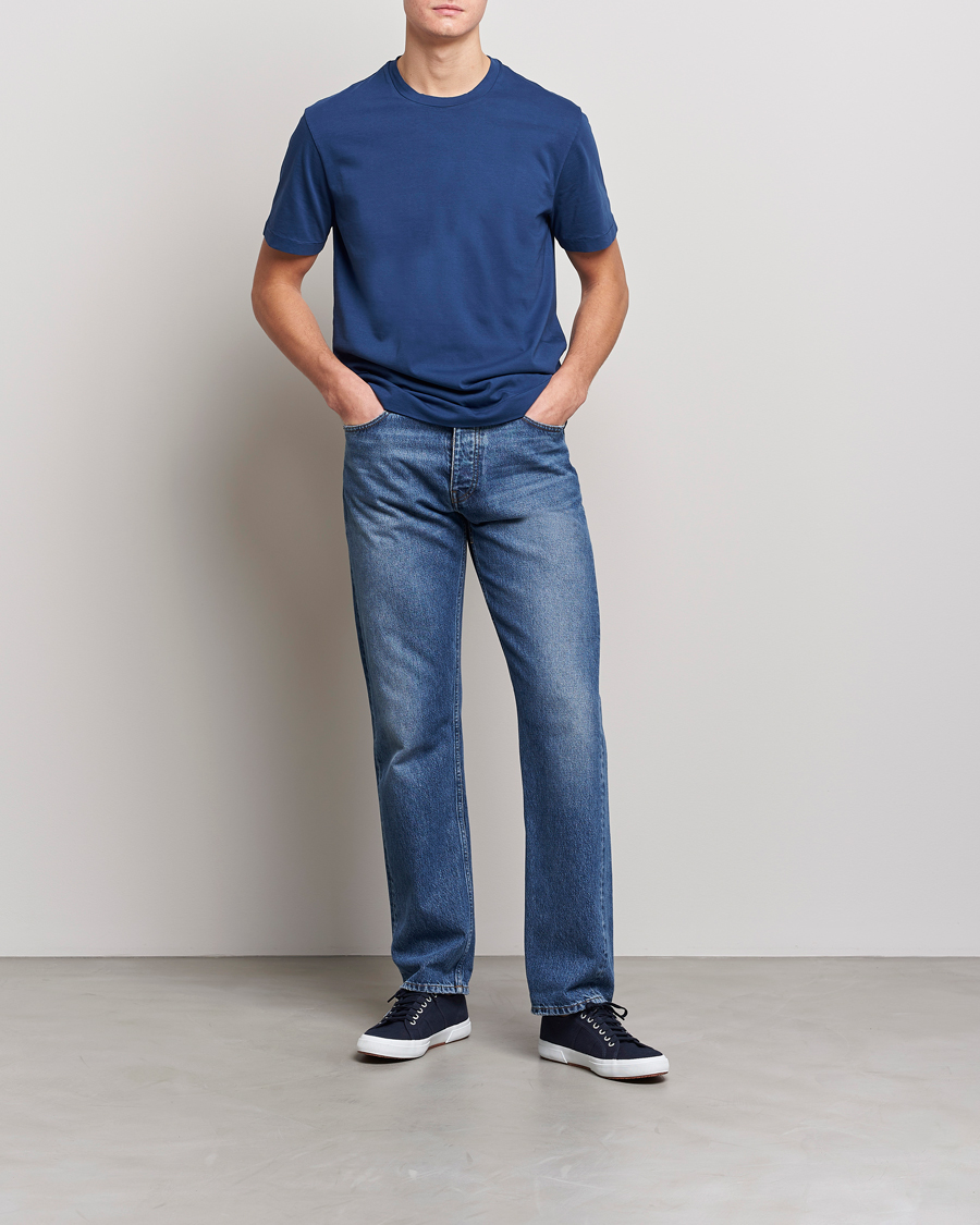 Herren | T-Shirts | Boglioli | Short Sleeve T-Shirt Washed Navy