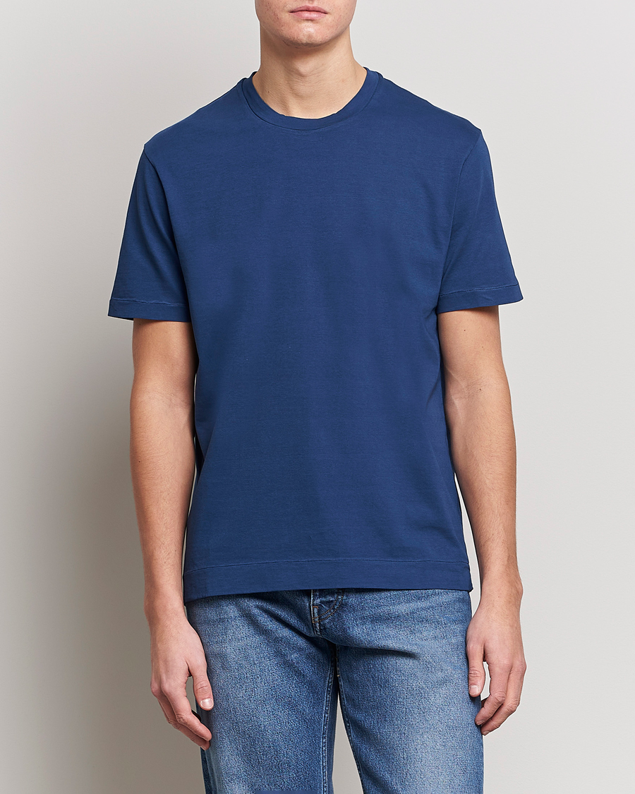 Herren | T-Shirts | Boglioli | Short Sleeve T-Shirt Washed Navy