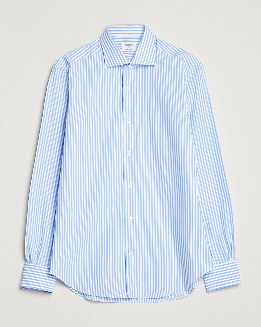 Herren | Hemden | Mazzarelli | Soft Cotton Cut Away Shirt Blue Stripe