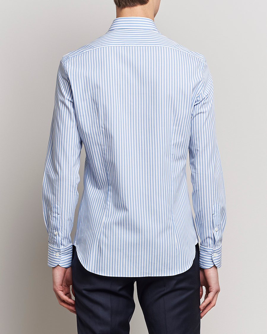Herren | Hemden | Mazzarelli | Soft Cotton Cut Away Shirt Blue Stripe