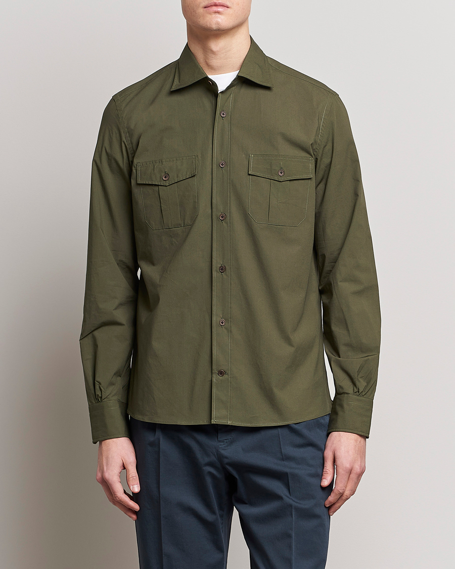 Herren | Hemden | Mazzarelli | Safari Overshirt Olive