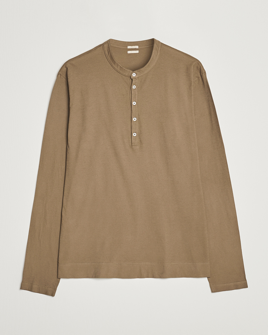 Herren | Pullover | Massimo Alba | Hawai Watercolor Henley Green Desert