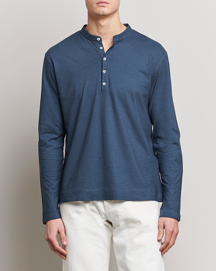 Herren | Pullover | Massimo Alba | Hawai Watercolor Henley Moon Rock