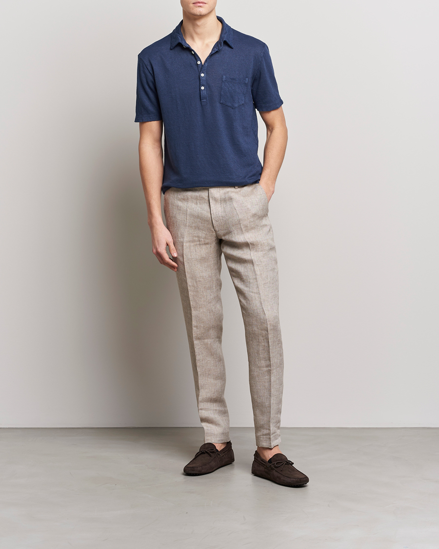 Herren | Poloshirts | Massimo Alba | Wembley Linen Polo Navy