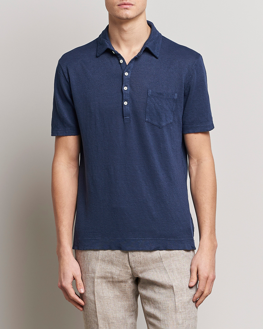 Herren | Poloshirts | Massimo Alba | Wembley Linen Polo Navy