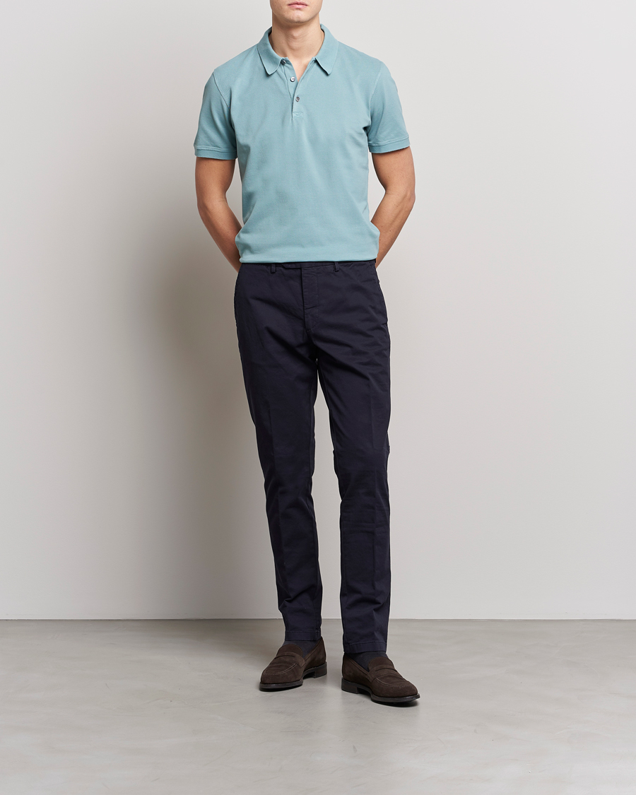 Herren | Poloshirts | Piacenza Cashmere | Portofino Short Sleeve Polo Light Blue