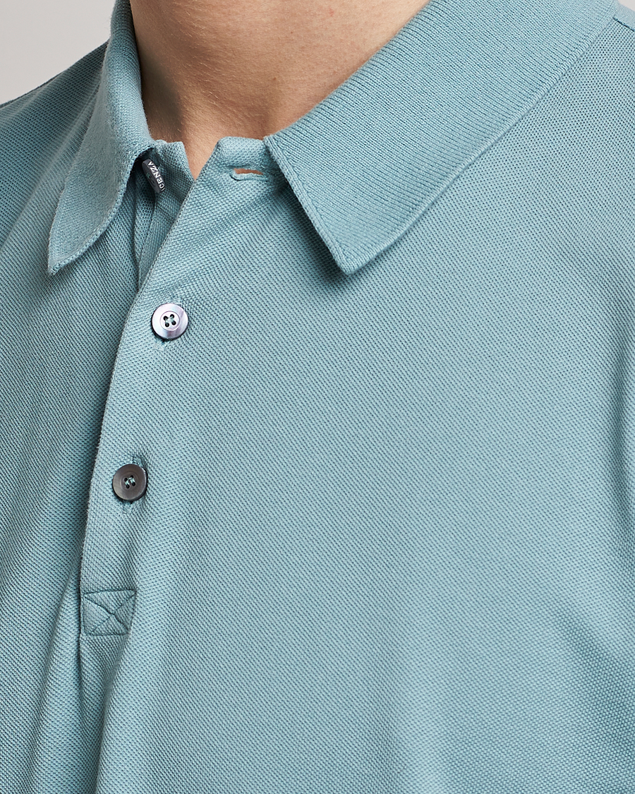 Herren | Poloshirts | Piacenza Cashmere | Portofino Short Sleeve Polo Light Blue