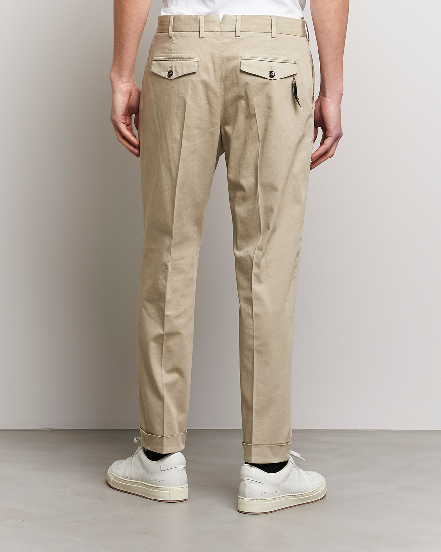 Herren | Hosen | PT01 | Slim Fit Pleated Linen Blend Trousers Beige
