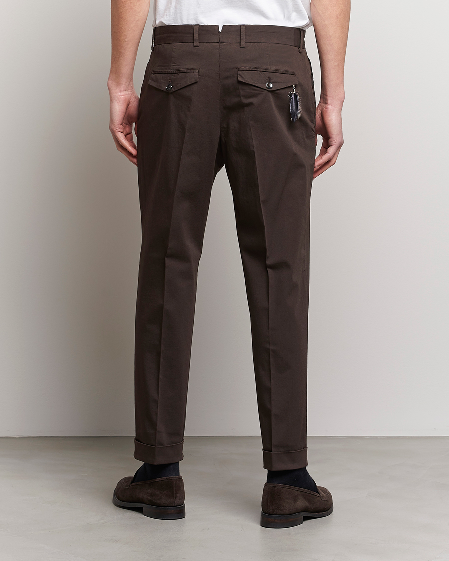 Herren | Hosen | PT01 | Slim Fit Pleated Linen Blend Trousers Chocolate