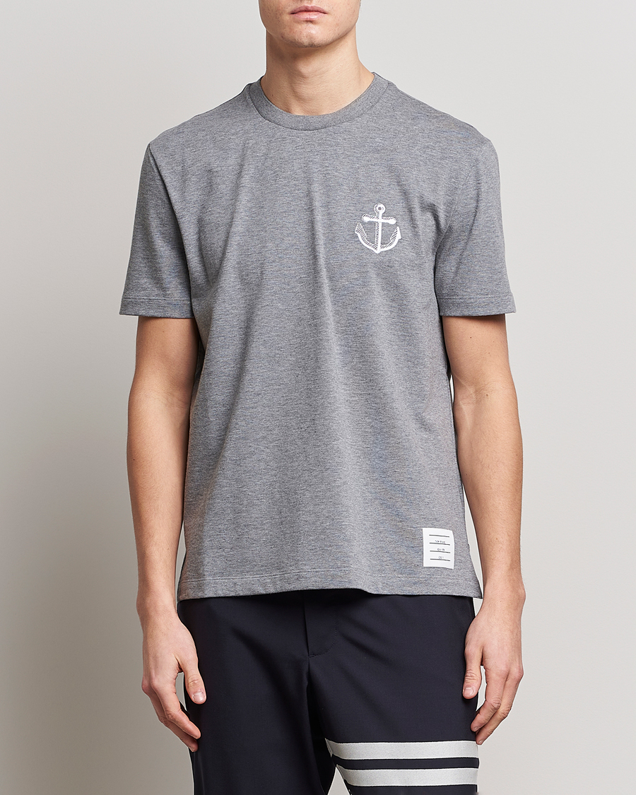 Herren | T-Shirts | Thom Browne | Anchor Embroidered T-Shirt Light Grey