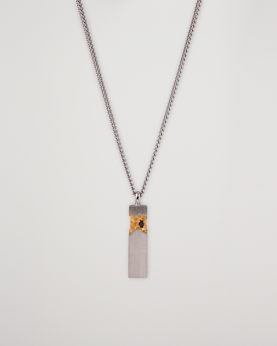 Herren | Tom Wood Mined Cube Pendant Necklace Silver/Black | Tom Wood | Mined Cube Pendant Necklace Silver/Black